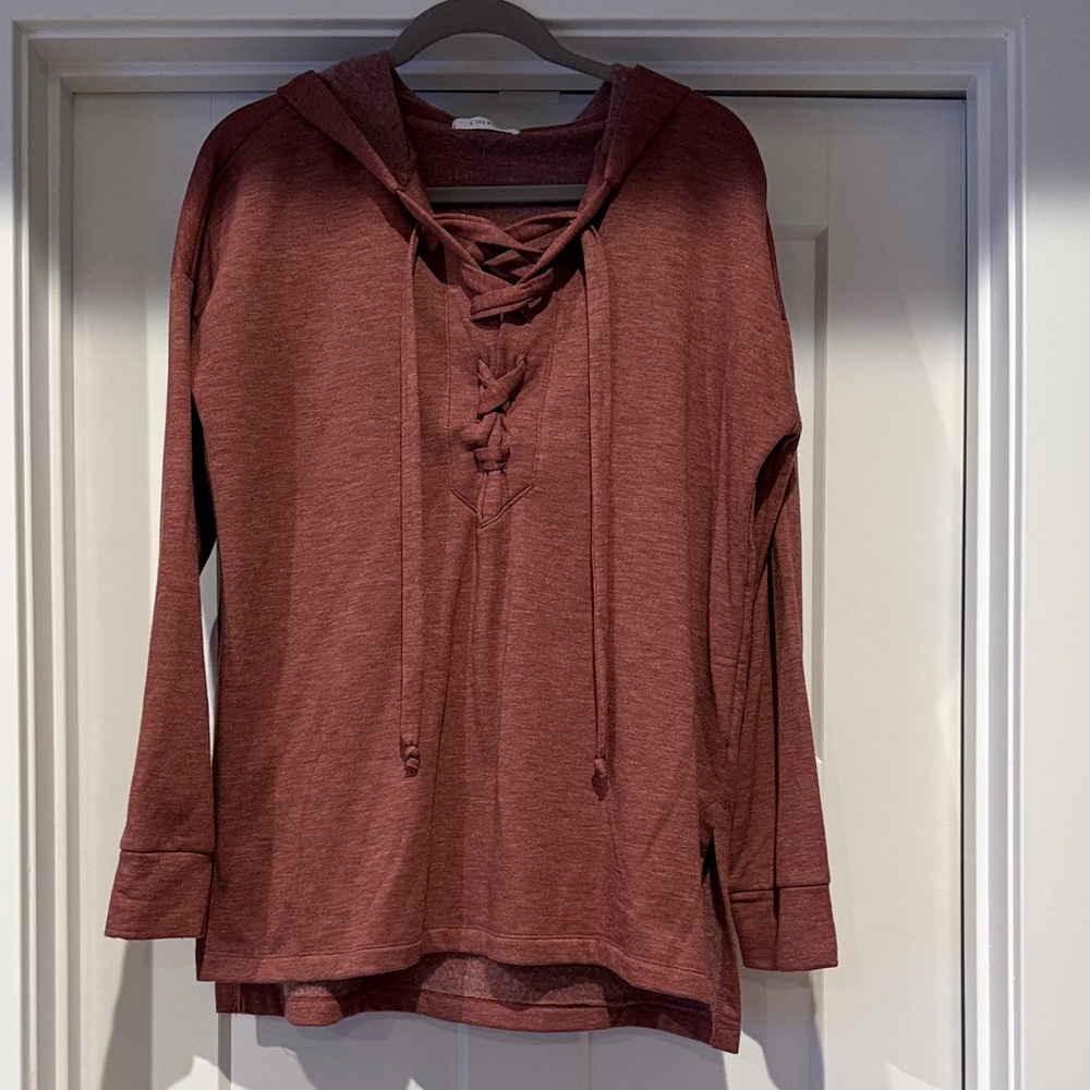 Cherish Maroon Lace-Up Sweatshirt